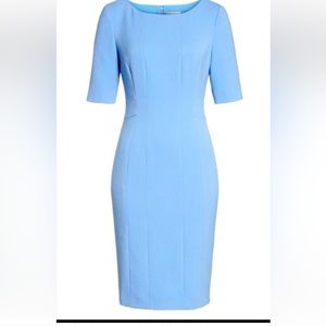 Eliza J Beautiful cornflower blue bateau neckline with 1/2 sleeves, lined crepe
